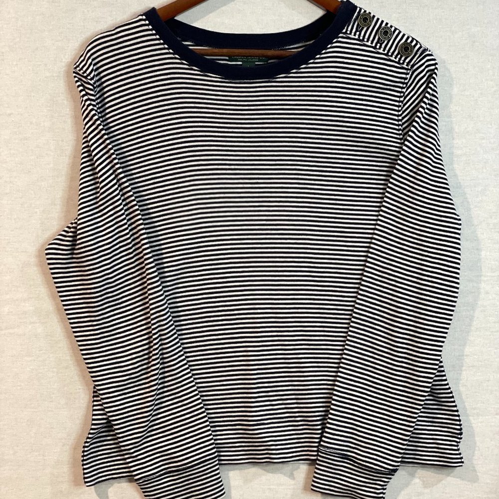 Ralph Lauren Navy and White Striped Blouse